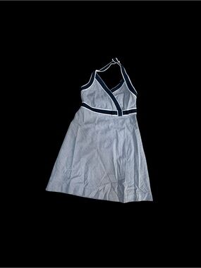 Hartstrings Light Blue Dress with Navy Trim Halter